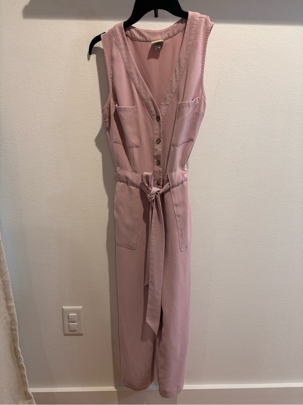 Target Mauve Sleeveless V-Neck Tie-Waist Jumpsuit